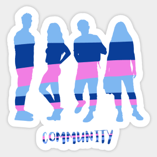 Community. Silhouettes of young people, women and men Sticker